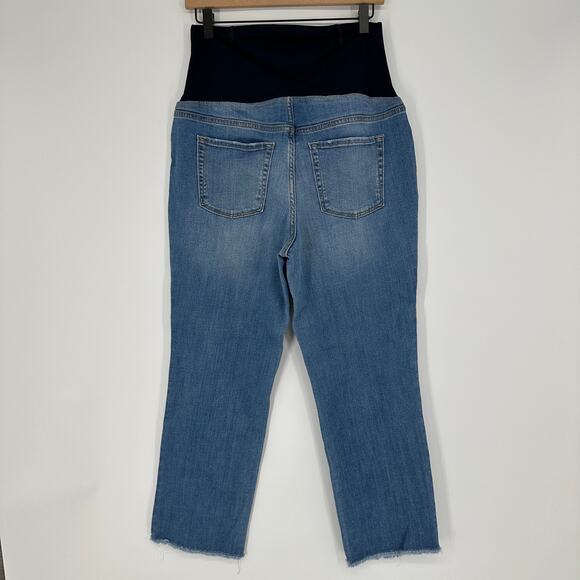 Ingrid and Isabel Straight Crop Distressed Over The Belly Maternity Jeans 10 - Picture 5 of 11